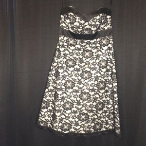 Formal Dress Black Lace over Creme Satin by WHBM